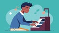 A student with ADHD focuses on playing the piano improving his concentration and selfesteem through music therapy Royalty Free Stock Photo