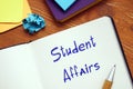 Student Affairs inscription on the page Royalty Free Stock Photo