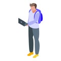 Student assignment icon, isometric style Royalty Free Stock Photo
