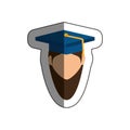 student avatar with graduation hat isolated icon Royalty Free Stock Photo