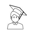 student avatar with graduation hat isolated icon Royalty Free Stock Photo
