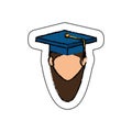 student avatar with graduation hat isolated icon Royalty Free Stock Photo
