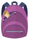 Student backpack. Cartoon colorful school bag icon