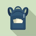 Student backpack icon, flat style