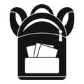 Student backpack icon, simple style