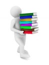 Student with bale books. Isolated 3D