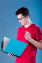 Student with blue binder Royalty Free Stock Photo
