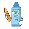Student blue crayon in the cartoon column