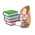 Student with book brazil nut mascot cartoon