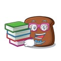 Student with book brown bread mascot cartoon