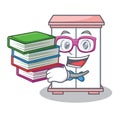 Student with book cabinet character cartoon style