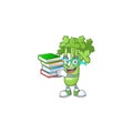 Student with book celery plant on mascot cartoon character style Royalty Free Stock Photo