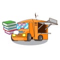 Student with book character food truck with awning beautiful