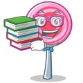 Student with book cute lollipop character cartoon