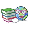 Student with book earth isolated with in the cartoons Royalty Free Stock Photo