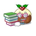 Student with book fruit cake mascot cartoon