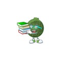 Student with book gem squash on mascot cartoon character style Royalty Free Stock Photo