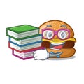 Student with book hamburger with the cartoon cheese toping