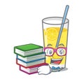 Student with book lemonade mascot cartoon style Royalty Free Stock Photo