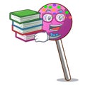 Student with book lollipop with sprinkles mascot cartoon
