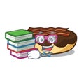 Student with book maple bacon bar mascot cartoon