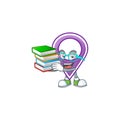 Student with book pin location cartoon on white background Royalty Free Stock Photo