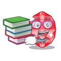 Student with book ruby gems in the mascot shape Royalty Free Stock Photo