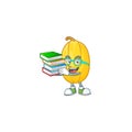 Student with book spaghetti squash on mascot cartoon character style Royalty Free Stock Photo