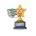 Student with book star shaped cartoon the toy trophy