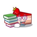 Student with book strawberry cake mascot cartoon