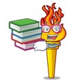 Student with book torch mascot cartoon style Royalty Free Stock Photo