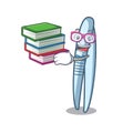 Student with book tweezers mascot cartoon style