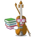 Student with book violin isolated with in the mascot