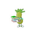 Student with book wasabi on mascot cartoon character style Royalty Free Stock Photo