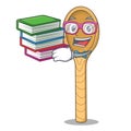 Student with book wooden spoon mascot cartoon Royalty Free Stock Photo