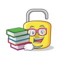 Student with book yellow lock character mascot