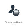 Student and books icon vector. Trendy flat student and books icon from education collection isolated on white background. Vector Royalty Free Stock Photo