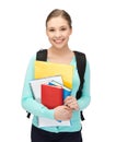 Student with books and schoolbag Royalty Free Stock Photo