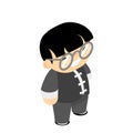 Student boy glasses isometric traditional wear costume chinese child character icon flat design vector illustration Royalty Free Stock Photo