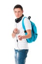 Student boy with headphones Royalty Free Stock Photo