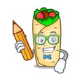 Student burrito character cartoon style Royalty Free Stock Photo