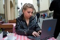 The student in cafe street in old city