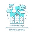 Student camp concept icon. Summer educational club, community idea thin line illustration. Sharing learning experience
