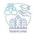 Student camp concept icon. Summer educational club, community idea thin line illustration. Sharing learning experience Royalty Free Stock Photo