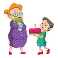 The student is celebrating the teacher`s birthday Royalty Free Stock Photo
