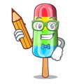 Student character beverage colorful ice cream stick
