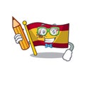 Student character spain flag is stored cartoon drawer