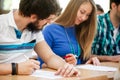 Student cheating on exams Royalty Free Stock Photo