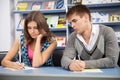 Student cheating at test exam Royalty Free Stock Photo
