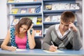 Student cheating at test exam Royalty Free Stock Photo